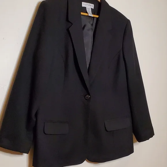 Black Boxy 80s Textured Vintage Blazer with Front Set In Pockets - Picture 2 of 11